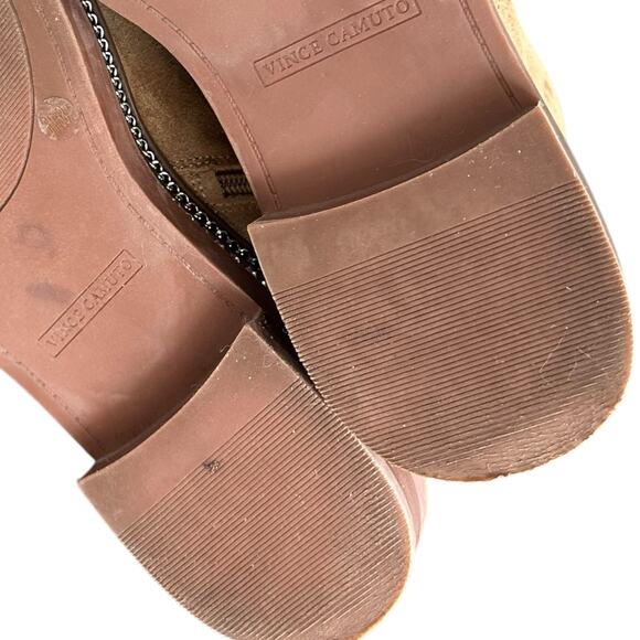 Vince Camuto Women's Branda Lace Up Booties Tan Suede Chains & Rhinestones - 8 - Picture 8 of 11
